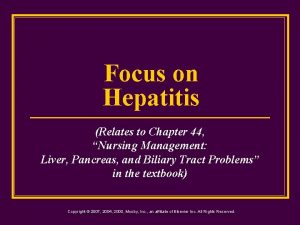 Focus on Hepatitis Relates to Chapter 44 Nursing