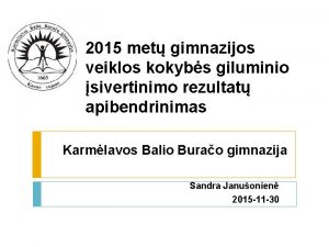 2015 met gimnazijos veiklos kokybs giluminio sivertinimo rezultat