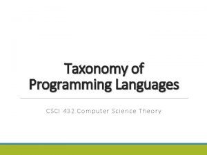 Taxonomy of programming languages