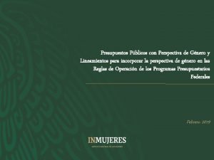 Presupuestos Pblicos con Perspectiva de Gnero y Lineamientos