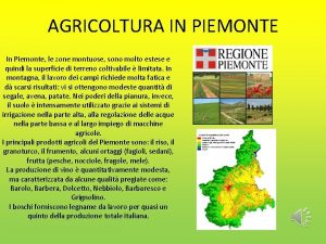 AGRICOLTURA IN PIEMONTE In Piemonte le zone montuose