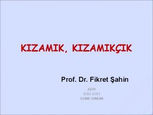 KIZAMIK KIZAMIKIK Prof Dr Fikret ahin ATF 2012