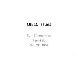 QIE 10 Issues Tom Zimmerman Fermilab Oct 28