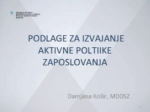 REPUBLIKA SLOVENIJA MINISTRSTVO ZA DELO DRUINO SOCIALNE ZADEVE