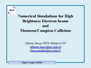 Numerical Simulations for High Brightness Electron beams and