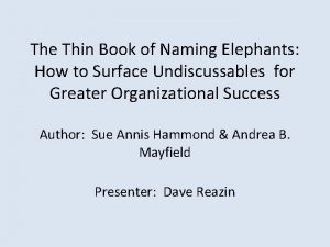 The thin book of naming elephants