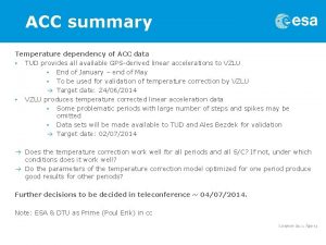 ACC summary Temperature dependency of ACC data TUD