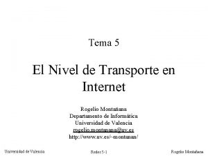 Tema 5 El Nivel de Transporte en Internet