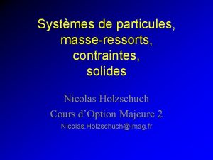 Systmes de particules masseressorts contraintes solides Nicolas Holzschuch