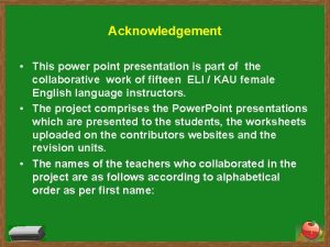Acknowledgement for presentation