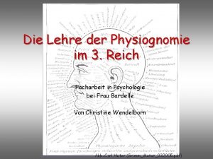 Die Lehre der Physiognomie im 3 Reich Facharbeit