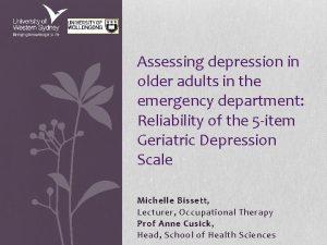 Assessing depression in older adults in the emergency