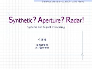 Synthetic Aperture Radar Systems and Signal Processing Radarrr