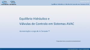 Maro de 2020 Equilbrio Hidrulico e Vlvulas de