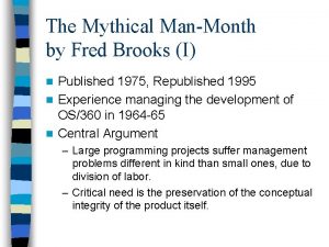 Fred brooks mythical man month