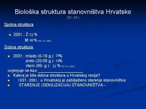 Biološka struktura stanovništva Biološka struktura stanovništva