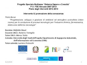 Progetto Speciale Multiasse Sistema Sapere e Crescita P