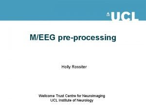 MEEG preprocessing Holly Rossiter Wellcome Trust Centre for