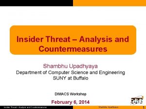 Insider Threat Analysis and Countermeasures Shambhu Upadhyaya Department