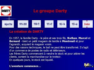 Le groupe Darty La cration de DARTY En