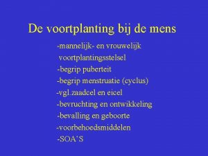 De voortplanting bij de mens mannelijk en vrouwelijk