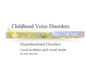 Childhood Voice Disorders Hyperfunctional Disorders vocal nodules and