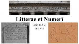 Litterae et Numer Latin I A2 091319 I