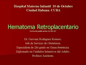 Hospital Materno Infantil 10 de Octubre Ciudad Habana