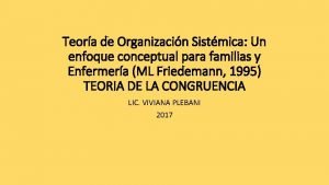 Teora de Organizacin Sistmica Un enfoque conceptual para