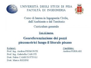 UNIVERSIT DEGLI STUDI DI PISA FACOLT DI INGEGNERIA