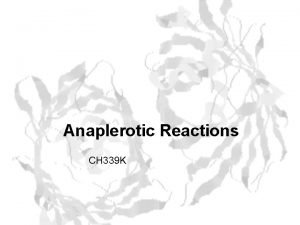 Anaplerotic Reactions CH 339 K Citric Acid Cycle