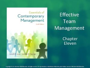 Effective Team Management Chapter Eleven Copyright 2015 Mc
