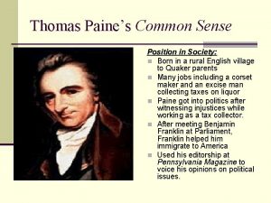 Thomas Paines Common Sense Position in Society n