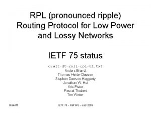 Rpl ripple Rpl ripple
