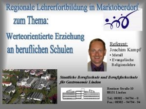 Referent Joachim Kampf Metall Evangelische Religionslehre Staatliche Berufsschule