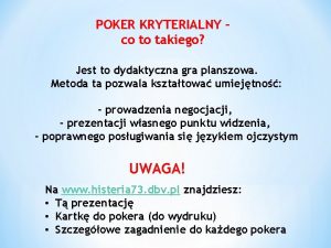 Poker kryterialny