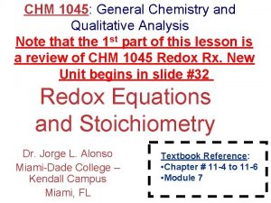 CHM 1045 General Chemistry and Qualitative Analysis Note