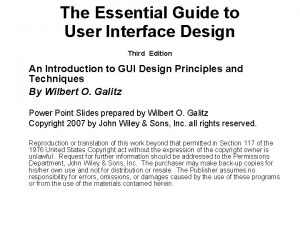 Principles of user interface design
