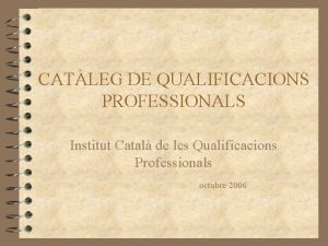 CATLEG DE QUALIFICACIONS PROFESSIONALS Institut Catal de les