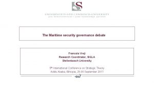 The Maritime security governance debate Francois Vre Research