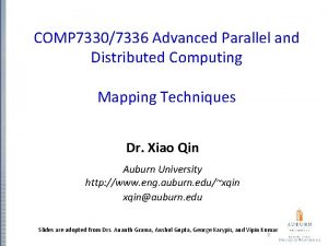 COMP 73307336 Advanced Parallel and Distributed Computing Mapping