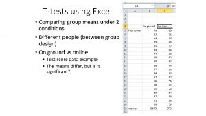 Comparing means in excel