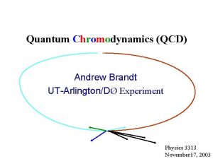 Quantum Chromodynamics QCD Andrew Brandt UTArlingtonD Experiment Physics