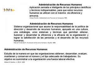 Administracin de Recursos Humanos Aplicacin sensata e inteligente