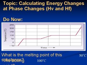 Topic Calculating Energy Changes at Phase Changes Hv