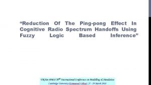 Reduction Of The Pingpong Effect In Cognitive Radio