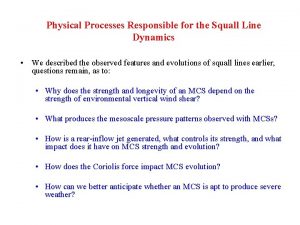 Physical Processes Responsible for the Squall Line Dynamics