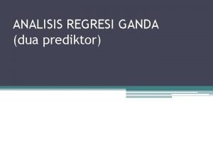 Predictor regression
