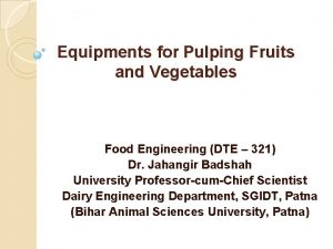 Equipments for Pulping Fruits and Vegetables Food Engineering