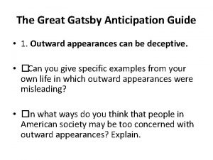 Anticipation guide for the great gatsby